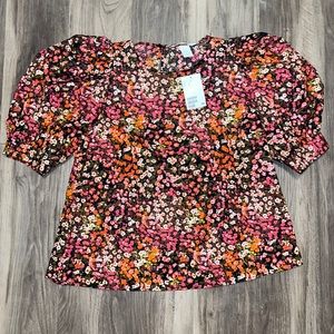 H & M Floral Puff Sleeve Top